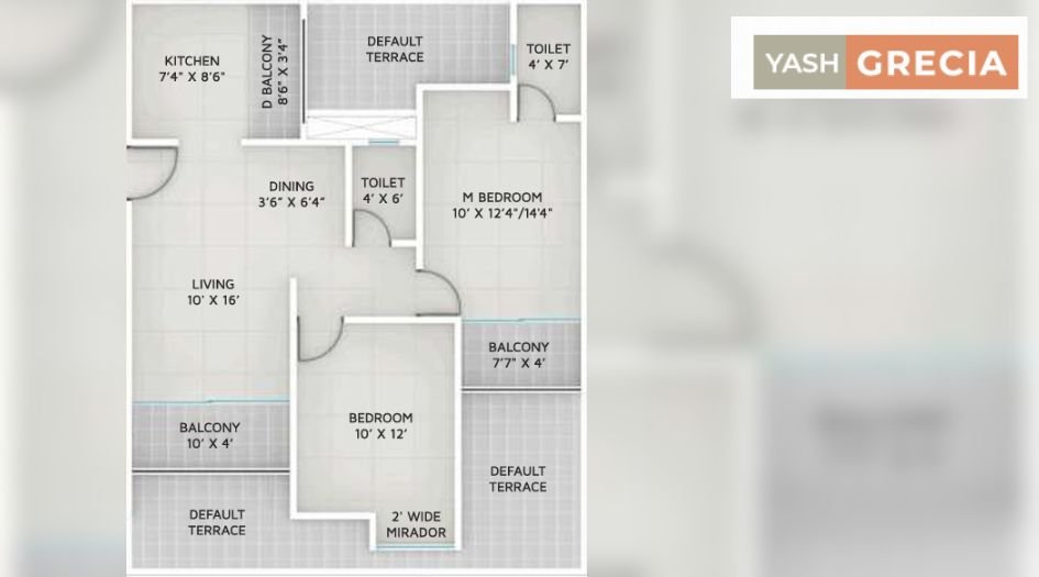 Yash-Grecia-FLoor-Plan-2 BHK-631 Sqft
